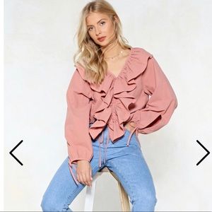 Ruffle Tie Sleeve Blouse